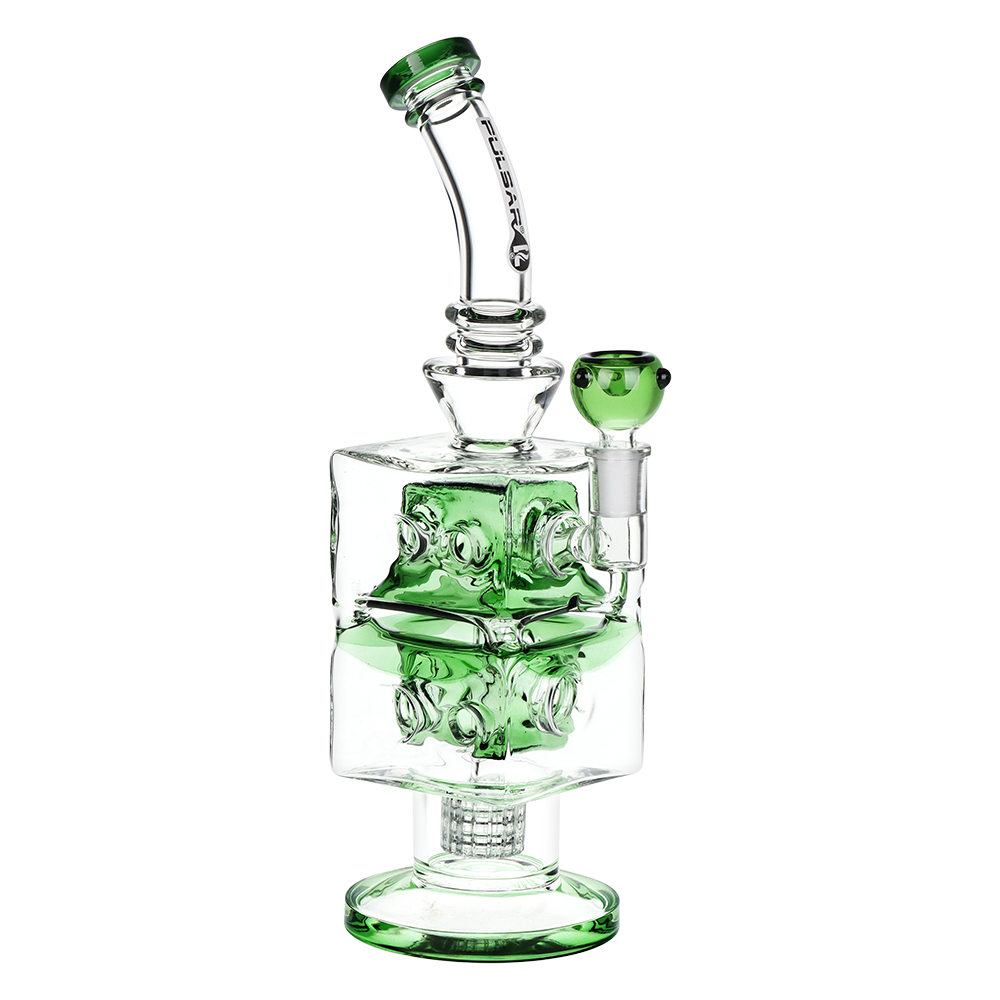 Pulsar Double Swiss Perc Blocks Glass Water Pipe | 12.5" | 14mm F