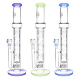 Pulsar Double Wall Perc Tube Water Pipes in Black, Clear, and Blue with Matrix Percolator, Front View