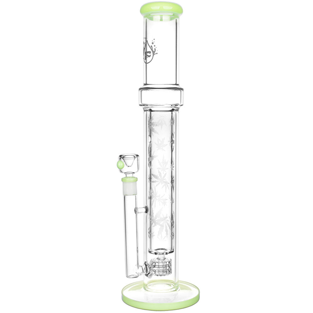 Pulsar Double Wall Perc Tube Water Pipe, 16.75", 14mm Female Joint, Clear with Black Accents, Front View