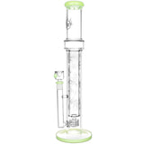 Pulsar Double Wall Perc Tube Water Pipe, 16.75", 14mm Female Joint, Clear with Black Accents, Front View