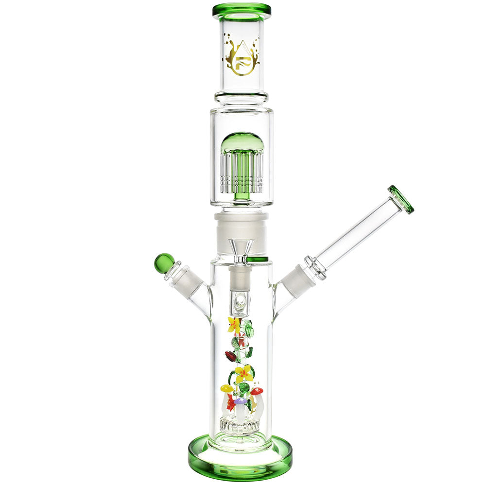 Pulsar Doubled Up Water Pipe with Disc Percolator, 18.5" tall, 14mm Female Joint, Front View