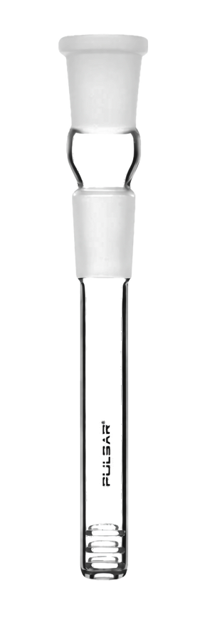 Pulsar Borosilicate Glass Downstem, 3.5" length, 19mm male to female joint, clear, side view