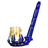 Pulsar Dragon Claw Sherlock Pipe in blue with carb cap for Puffco Proxy, side view on white