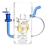 Pulsar Beer Mug Recycler Water Pipe, Clear Borosilicate Glass, Disc Percolator, 7" Tall