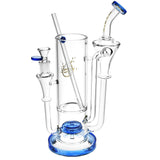 Pulsar Highball Water Pipe, Clear Borosilicate Glass, 11.5" with Blue Accents, Front View