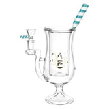 Pulsar Tropical Cocktail Water Pipe with Striped Straw Mouthpiece, 9", 14mm Female Joint