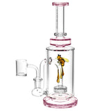 Pulsar Pink Bee Dab Rig with Drop Down Design and 14mm Quartz Banger, Front View