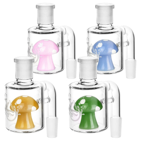 Pulsar Dry Mushroom Ash Catchers in assorted colors with 14mm male joint, front view