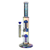 Pulsar Dub Chamber Water Pipe, 13.75" tall, electro etched glass, black color variant, front view
