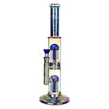 Pulsar Dub Chamber Water Pipe, Electro Etched, 13.75", Borosilicate Glass, Black, Front View