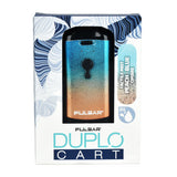 Pulsar DuploCart Vaporizer in packaging, front view, Peach Blue color, designed for thick oil