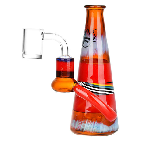 Pulsar Eclectic Visions Mini Rig, 6.5" tall, 14mm female joint, fumed color changing glass, front view