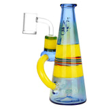 Pulsar Eclectic Visions Mini Rig with colorful fumed glass, 6.5" tall, 14mm female joint - front view