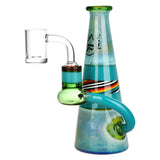 Pulsar Eclectic Visions Mini Rig, 6.5" tall, 14mm female joint, fumed color changing glass, side view