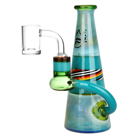 Pulsar Eclectic Visions Mini Rig, 6.5" tall, 14mm female joint, fumed color changing glass, side view