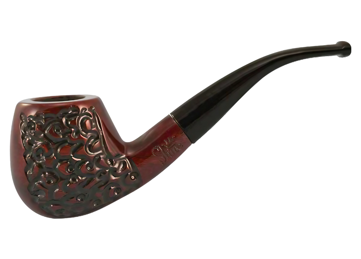Pulsar Engraved Bent Apple Rosewood Tobacco Pipe for Dry Herbs, 5.5" Side View