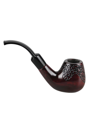 Pulsar Engraved Bent Brandy Hand Pipe, 5.5", Wooden Sherlock Design, Side View