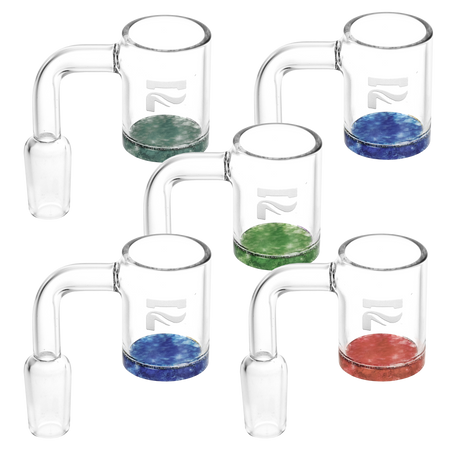 Pack of five Pulsar quartz bangers with a 14mm male joint and a 90 degree angle for concentrates