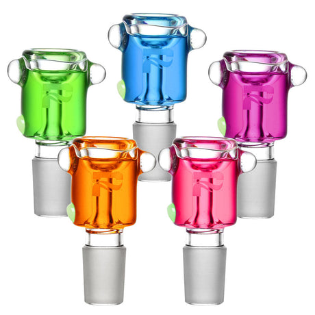 Pulsar Freezable Glycerin Bong Bowls in assorted colors, front view, for 18mm to 14mm joints