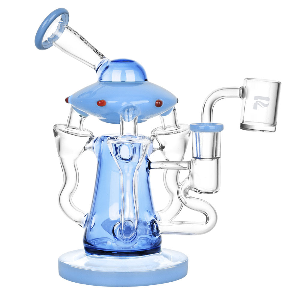 Pulsar Friendly Visitors Recycler Dab Rig in Blue - 7.5" with Borosilicate Glass, Front View