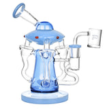Pulsar Friendly Visitors Recycler Dab Rig in Blue - 7.5" with Borosilicate Glass, Front View