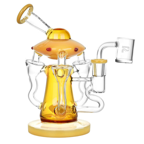 Pulsar Friendly Visitors Recycler Dab Rig with intricate glasswork and a UFO perc design