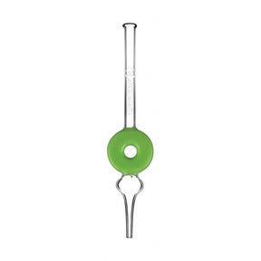Pulsar Frosted Donut Dab Straw in green, 9" borosilicate glass for concentrates, front view