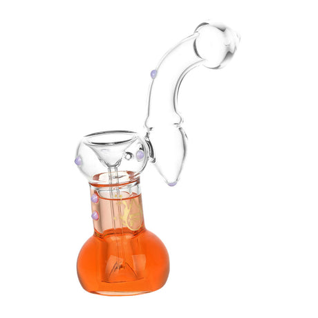 Pulsar Frosty Fog Glycerin Bubbler Pipe with orange glycerin base and clear glass, side view