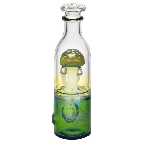 Pulsar Fungi Trio Borosilicate Glass Hand Pipe in Green, Front View on Seamless White Background