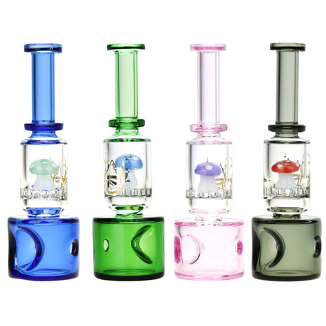 Pulsar Fungus Within Hand Pipe Set, 4PC, 5-inch, Assorted Borosilicate Glass Colors, Front View