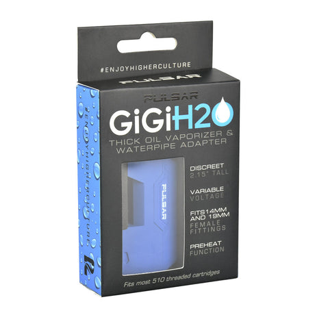 Pulsar GiGi H2O 510 Battery & Water Pipe Adapter packaging front view highlighting features