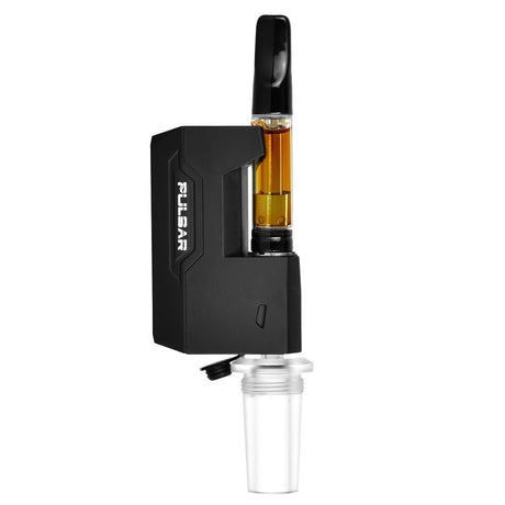 Pulsar GiGi H2O 510 Battery Adapter in black, front view, for vaporizers, with cartridge and water pipe attachment