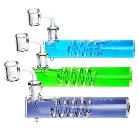 Pulsar Glacial Glycerin Concentrate Pipes in blue, green, and purple for cool hits, angled view