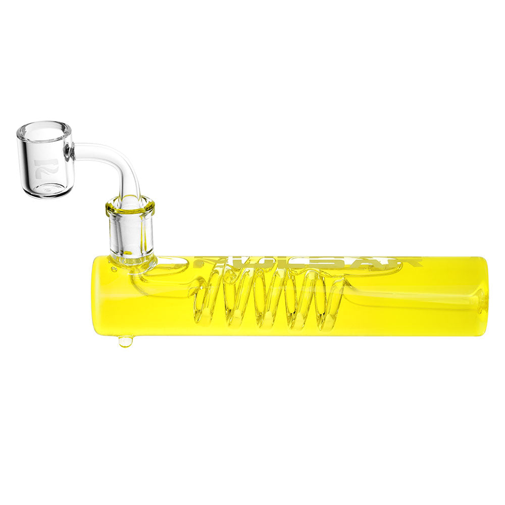 Pulsar Glacial Glycerin Concentrate Pipe in yellow with 14mm female joint, side view on white background