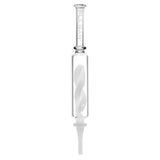 Pulsar Glass Inner Twist Perc Dab Straw, clear borosilicate, 8.5" long, front view on white background
