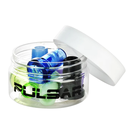 Pulsar Borosilicate Glass Joint Reducer Adapters in Assorted Colors, 6 Pack, Top View