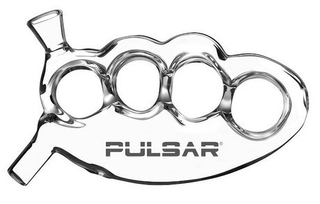 Pulsar Glass Knuckle Bubbler in Clear Borosilicate, Front View on White Background