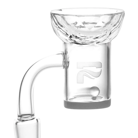 Pulsar Borosilicate Glass Oil Dish & Spinner Carb Cap Combo for Dab Rigs, Close-Up Side View