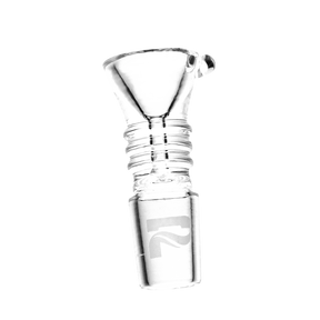 Pulsar Borosilicate Glass Slide Bowl for bongs, male joint, clear, side view on white background