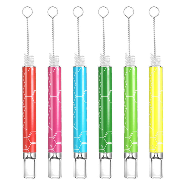 Pulsar Glass Taster Bats with THC Molecule Design in Assorted Colors, 4" Heavy Wall