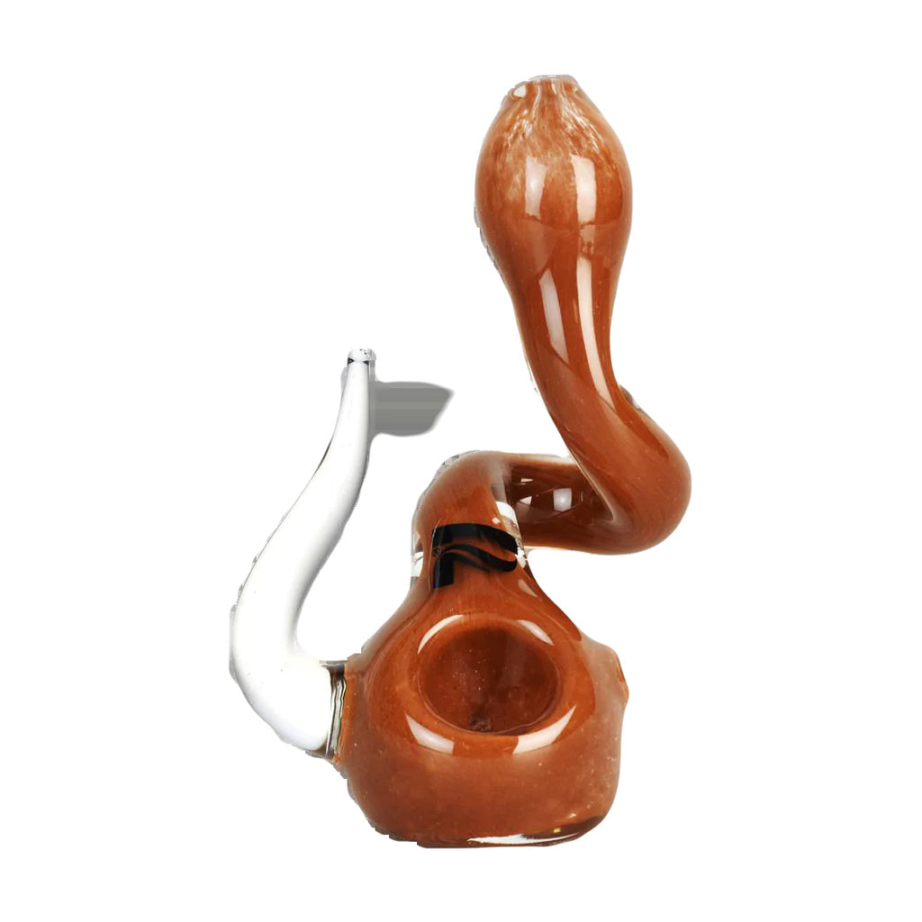 Pulsar Twisted Glass Hand Pipe with Standup Design, Compact 4" Size, Borosilicate - Top View