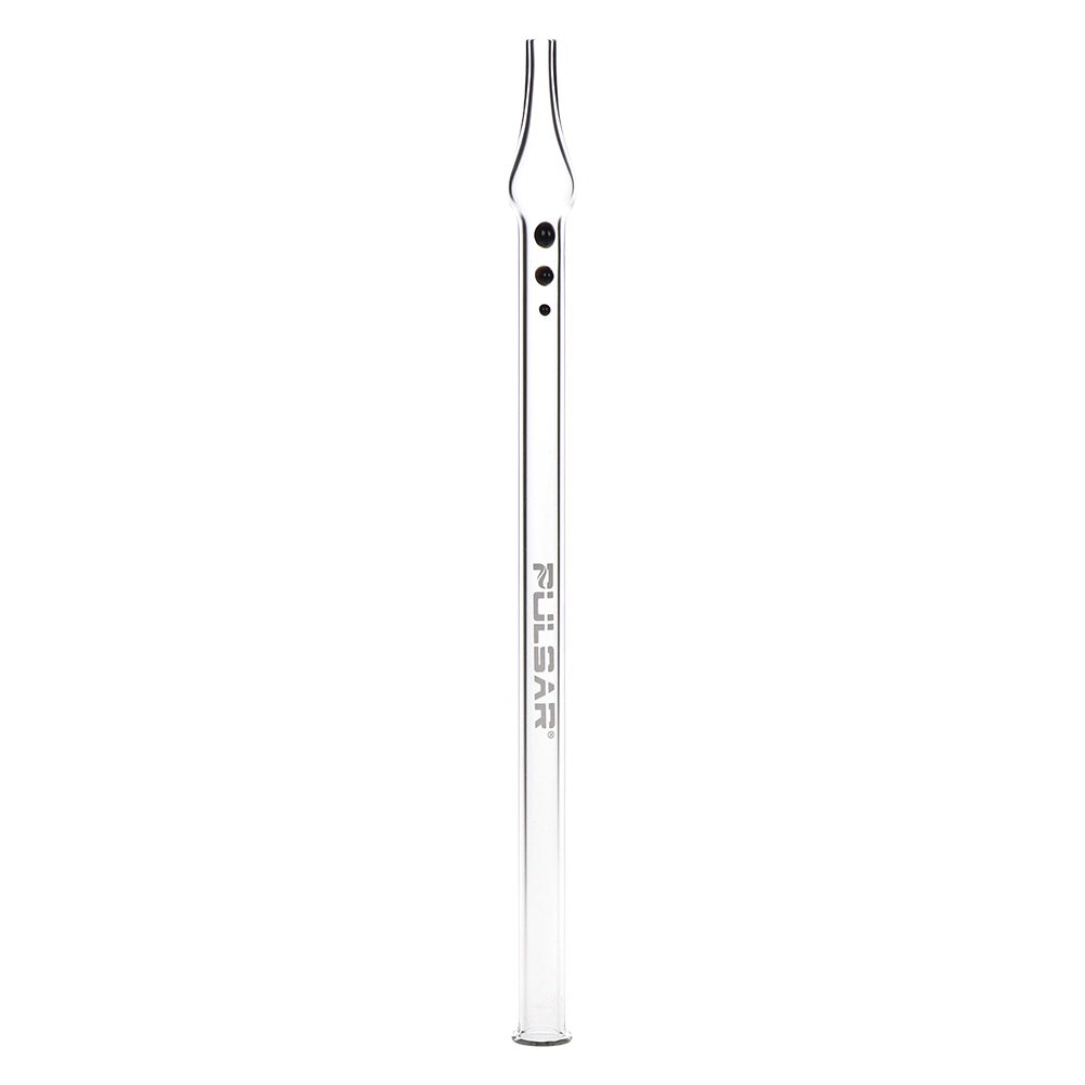 Six Pulsar glass vapor straws in assorted colors: green, blue, pink, black, purple and red