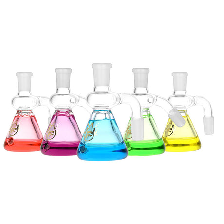 Pulsar Glycerin Beaker-Style Ash Catchers in assorted colors with 45-degree joints