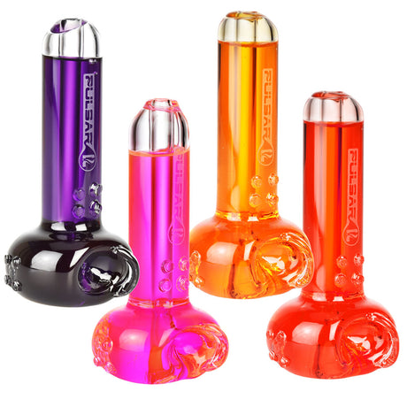 Pulsar Glycerin Freezable Spoon Pipes in various colors, compact 4" size, ideal for dry herbs