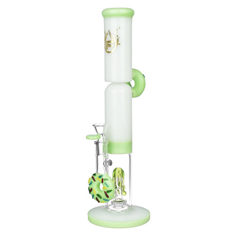 Pulsar Go Nuts For Donuts Water Pipe, 13.5" tall, 14mm female joint, straight borosilicate glass, front view