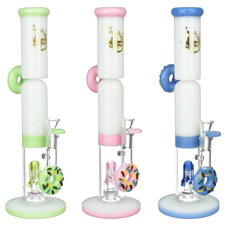 Pulsar Go Nuts For Donuts Water Pipes with colorful donut designs, 13.5" tall, side view