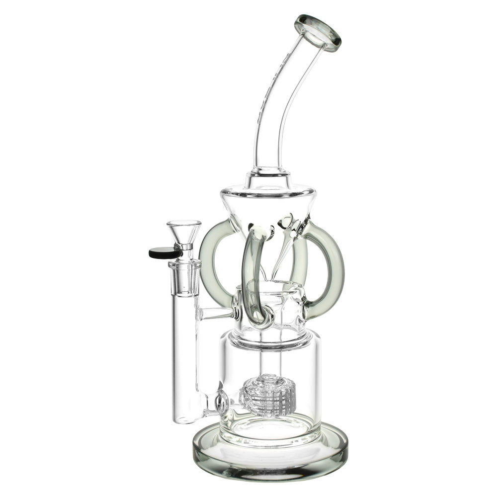 Pulsar Gravity Recycler Water Pipe, 13" Borosilicate Glass with Matrix Percolator, Front View