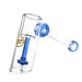 Pulsar Hammer Bubbler Pipe side view, clear borosilicate glass with blue accents for Puffco Proxy