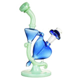 Pulsar Heart Recycler Water Pipe 8.5" in Blue Pink, Borosilicate Glass, Front View