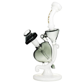 Pulsar Heart Recycler Water Pipe, 8.5" in Blue Pink, Borosilicate Glass, Front View